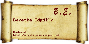 Beretka Edgár névjegykártya